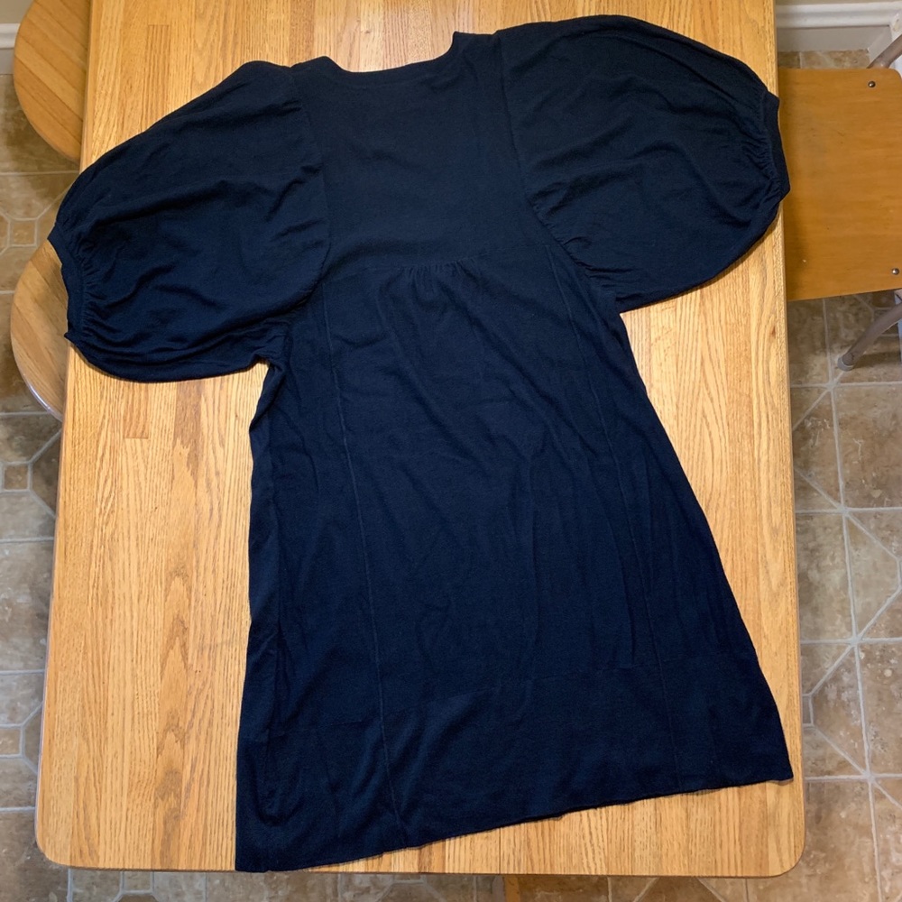 Free People black knit bubble sleeve dress